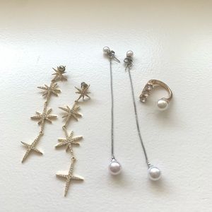 Star sparkle and faux pearl earrings + faix pearl ring